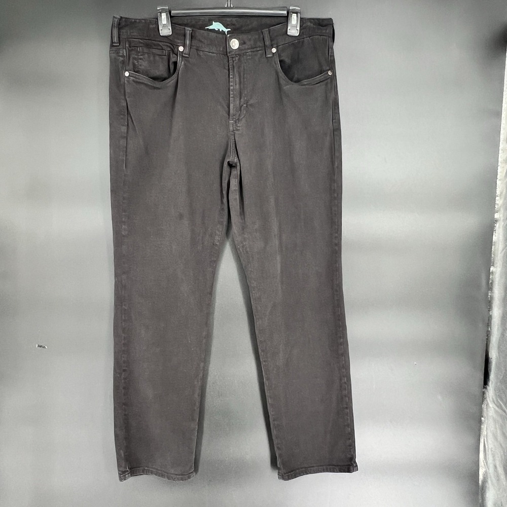 Tommy Bahama Mens Straight Leg Jeans Faded Black 36x30‎ Stretch Tencel Blend